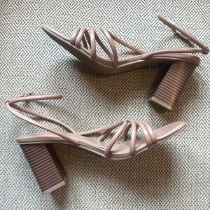 Nine West Tan Strappy Sandals, 8